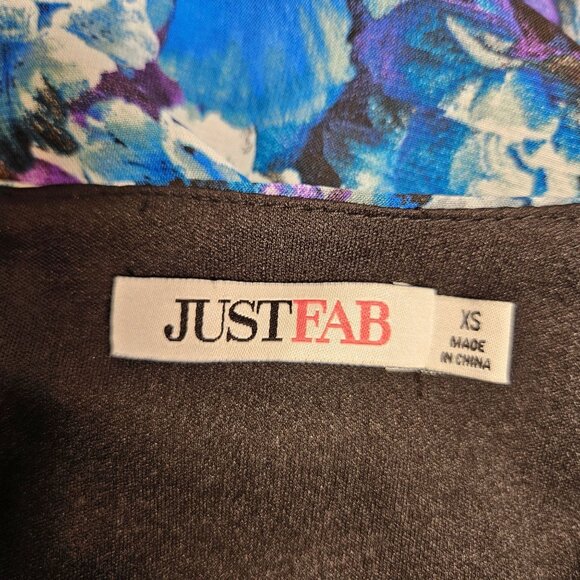 NWT JustFab Dress Womens XS Floral Bright Colorful Side Zip Black Lace Hi Lo Hem - Picture 3 of 16
